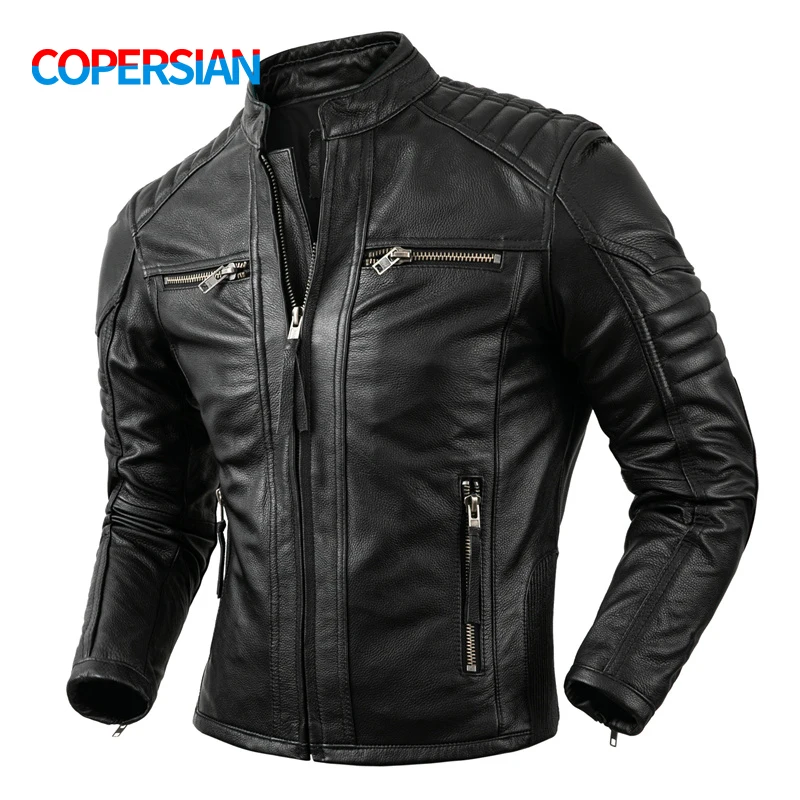 Vintage Fashion Outfits Men - 2023 Nowy motocyklowy płaszcz skórzany w