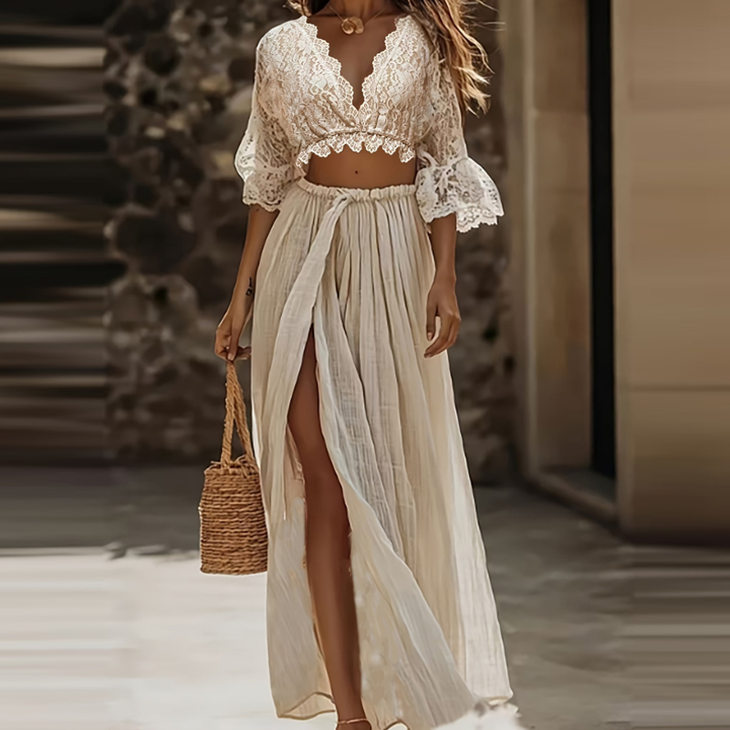V Vintage Fashion - Seksowny top z dekoltem w serek