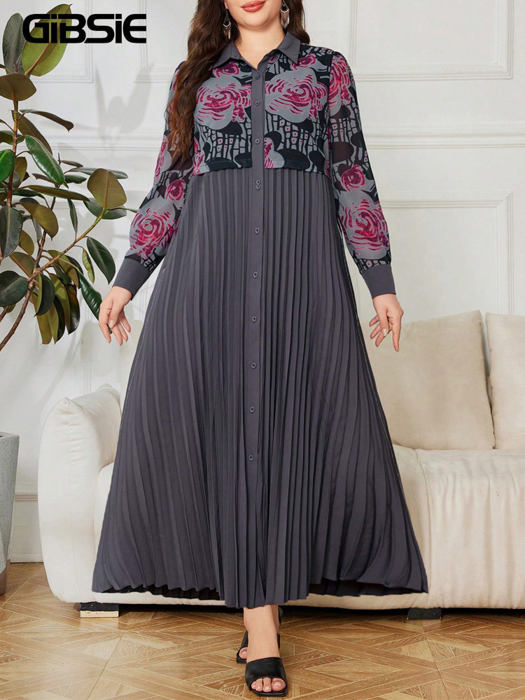 Vintage Fashion Plus Size - GIBSIE Sukienka koszulowa plus size 2