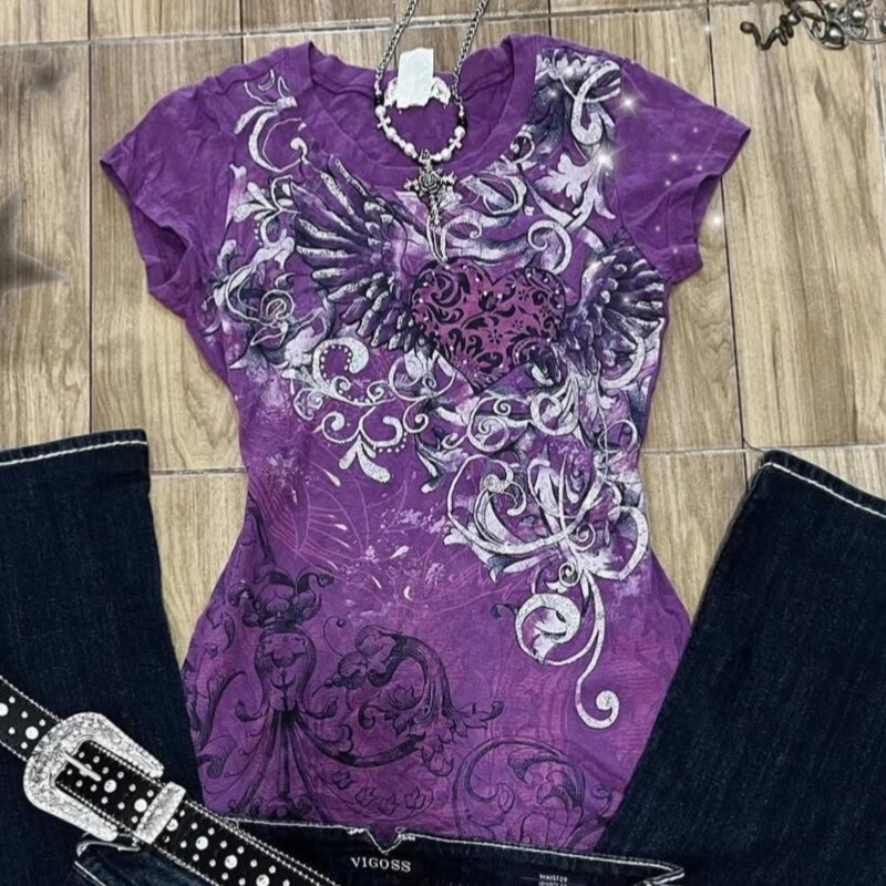 Vintage Fashion Subculture - Damska koszulka High Street Punk Fioletowa