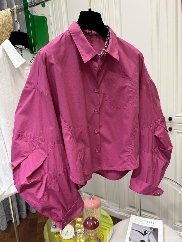 Vintage Fashion In Japan - Koszule damskie jednorzędowe, gładkie, z bufiastymi