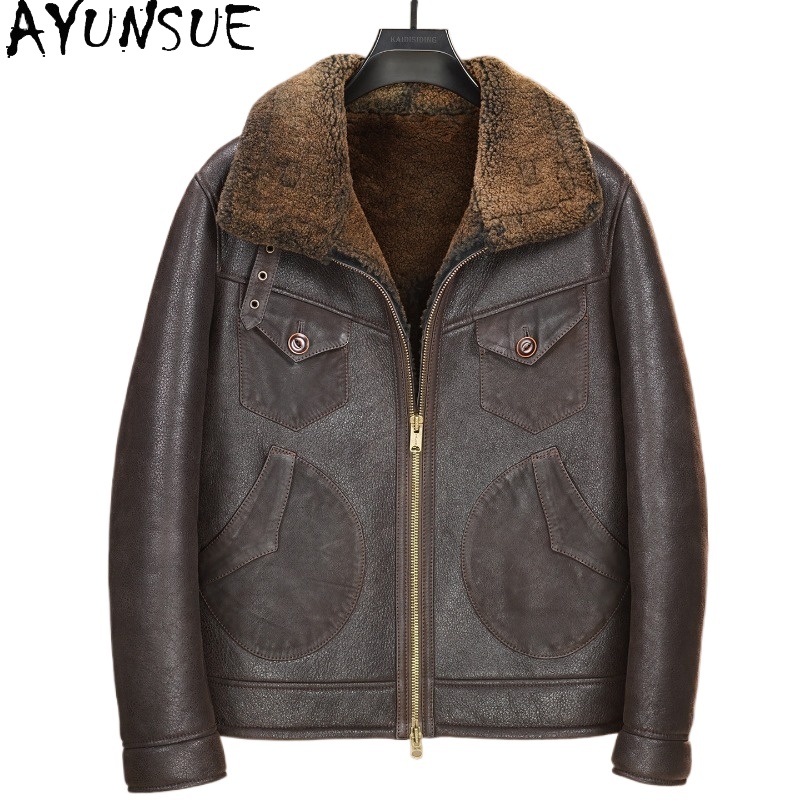 Vintage Fashion Jacket - AYUNSUE 100% Naturalny Płaszcz z Futra