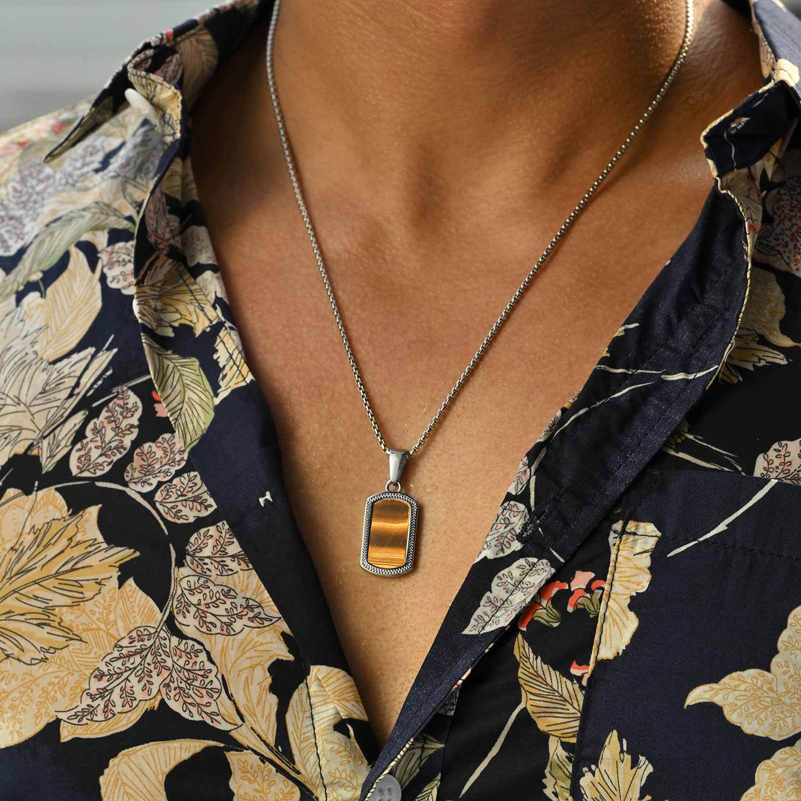 Vintage Fashion Tags - Naszyjnik męski Vnox ze stali nierdzewnej