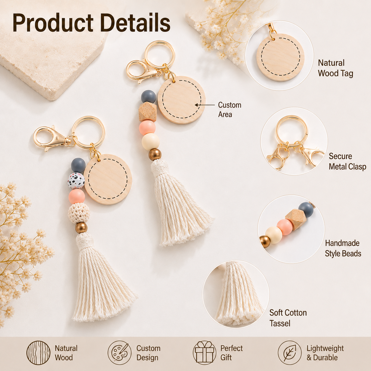 Drewniany brelok do kluczy z g – Vintage Fashion Tags recenzja i cena