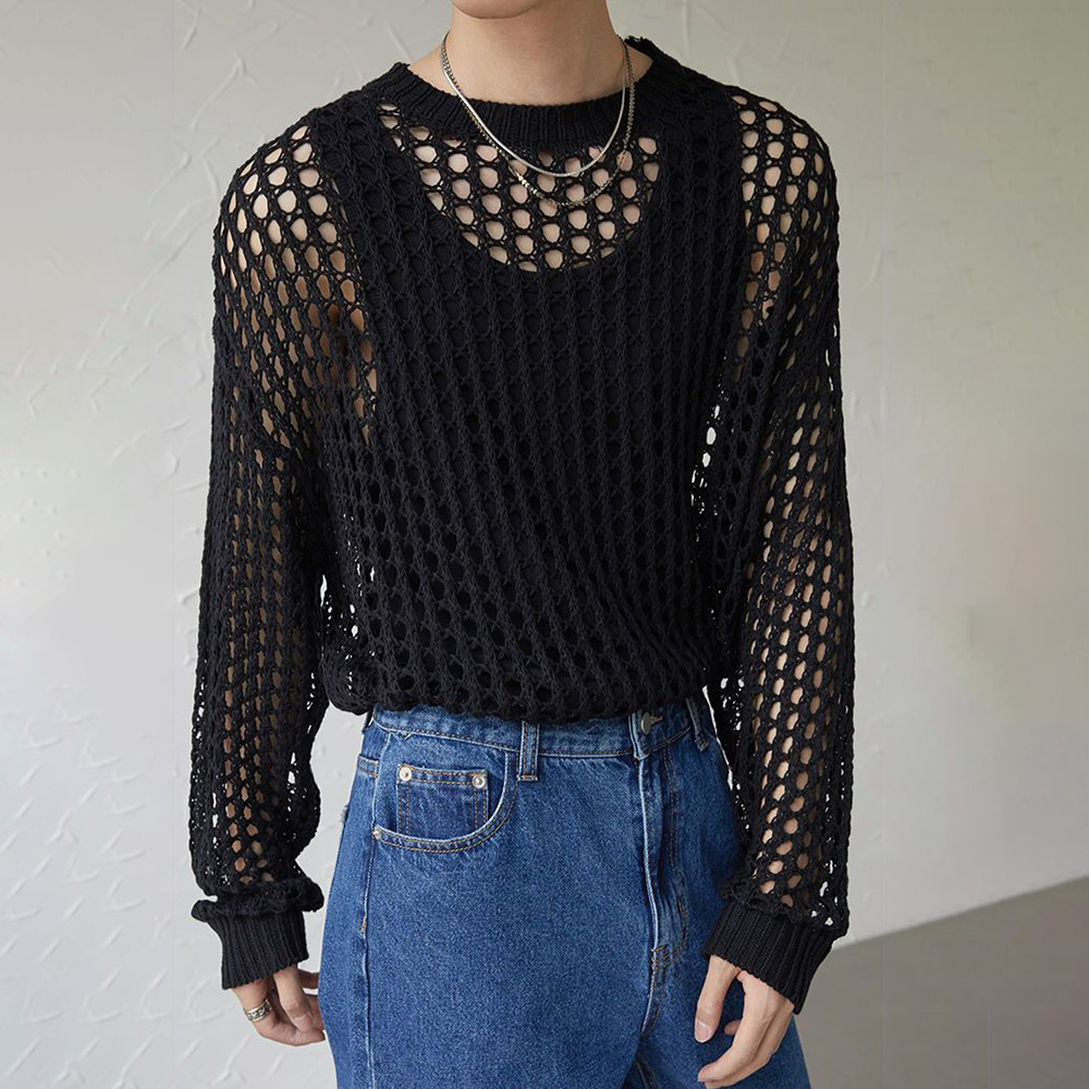 Męskie stroje Y2k Hollow Out p – Vintage Fashion Outfits Men recenzja i cena