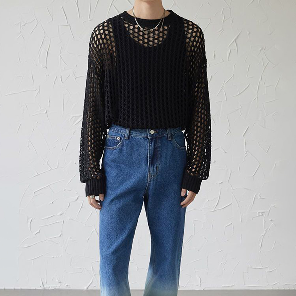 Męskie stroje Y2k Hollow Out p – Vintage Fashion Outfits Men recenzja i cena