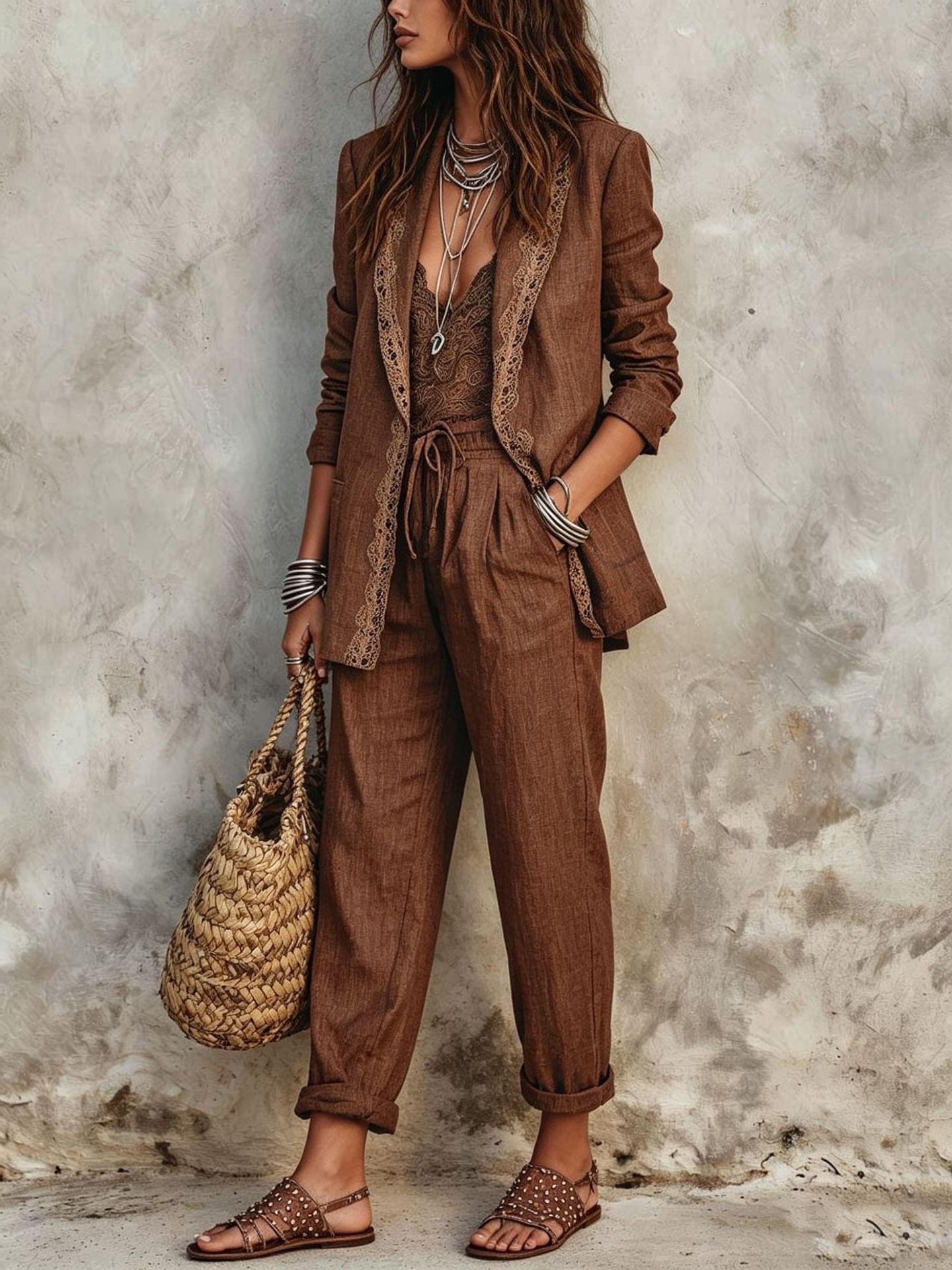 Damski elegancki, luźny komple – Vintage Fashion Jacket recenzja i cena
